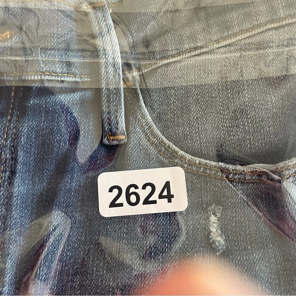New! Frame Le Garçon Azure Blue Mid Rise Distressed Straight Jeans 22624 - Picture 14 of 14